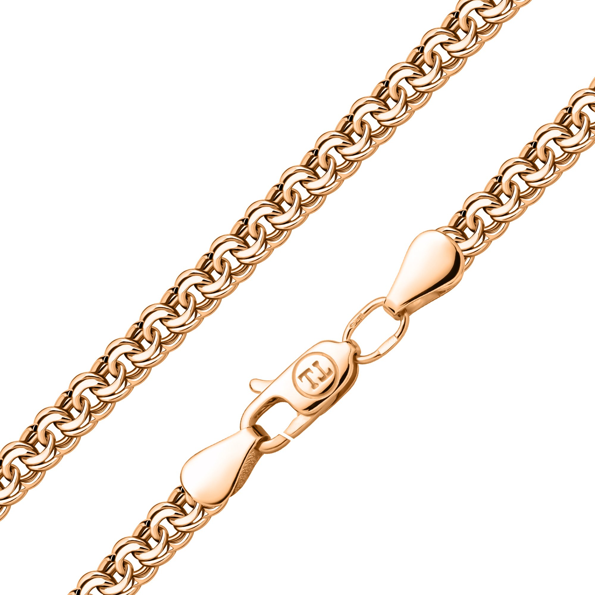 Золотой полновесный браслет Бисмарк с алмазной гранью