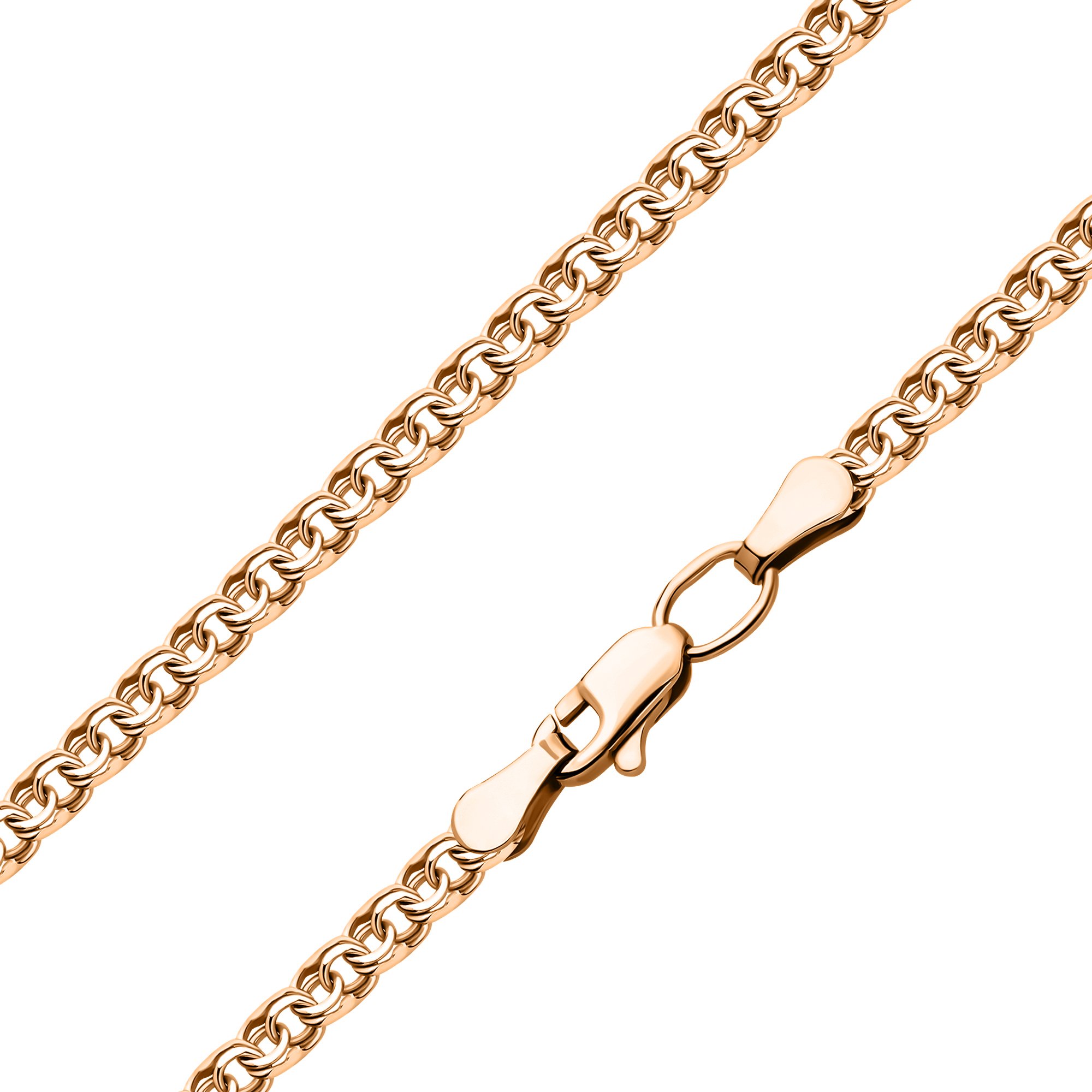 Золотая полновесная цепочка Бисмарк с алмазной гранью