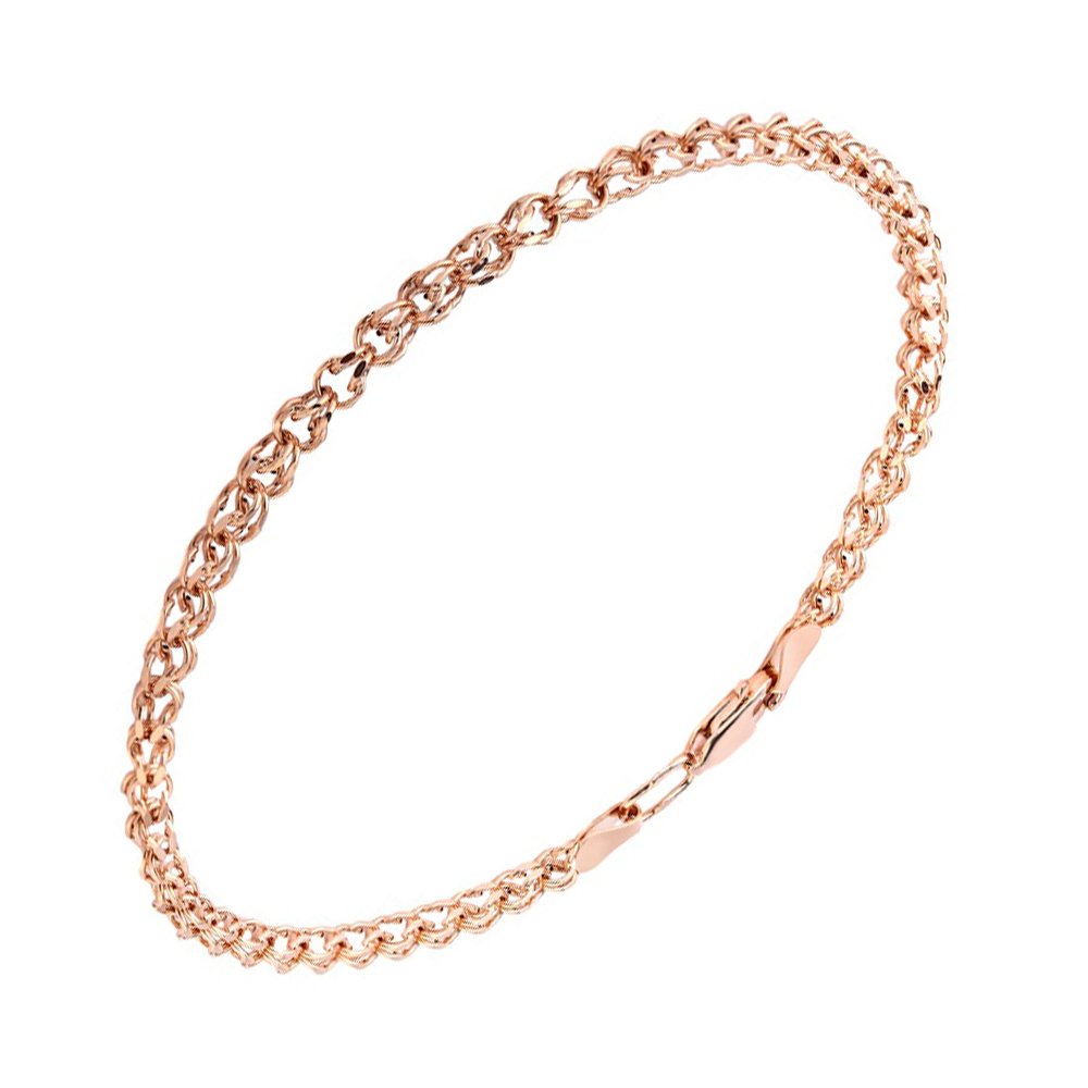 Золотой пустотелый браслет Европейский квадратный бисмарк с алмазной гранью